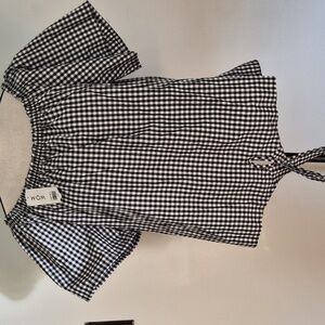 Women's Black and White Gingham Top